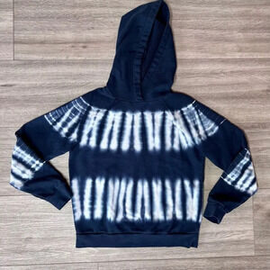 Madewell Women's Blue‎ & White Tie Dye Raglan Sleeve Pullover Hoodie Size XS